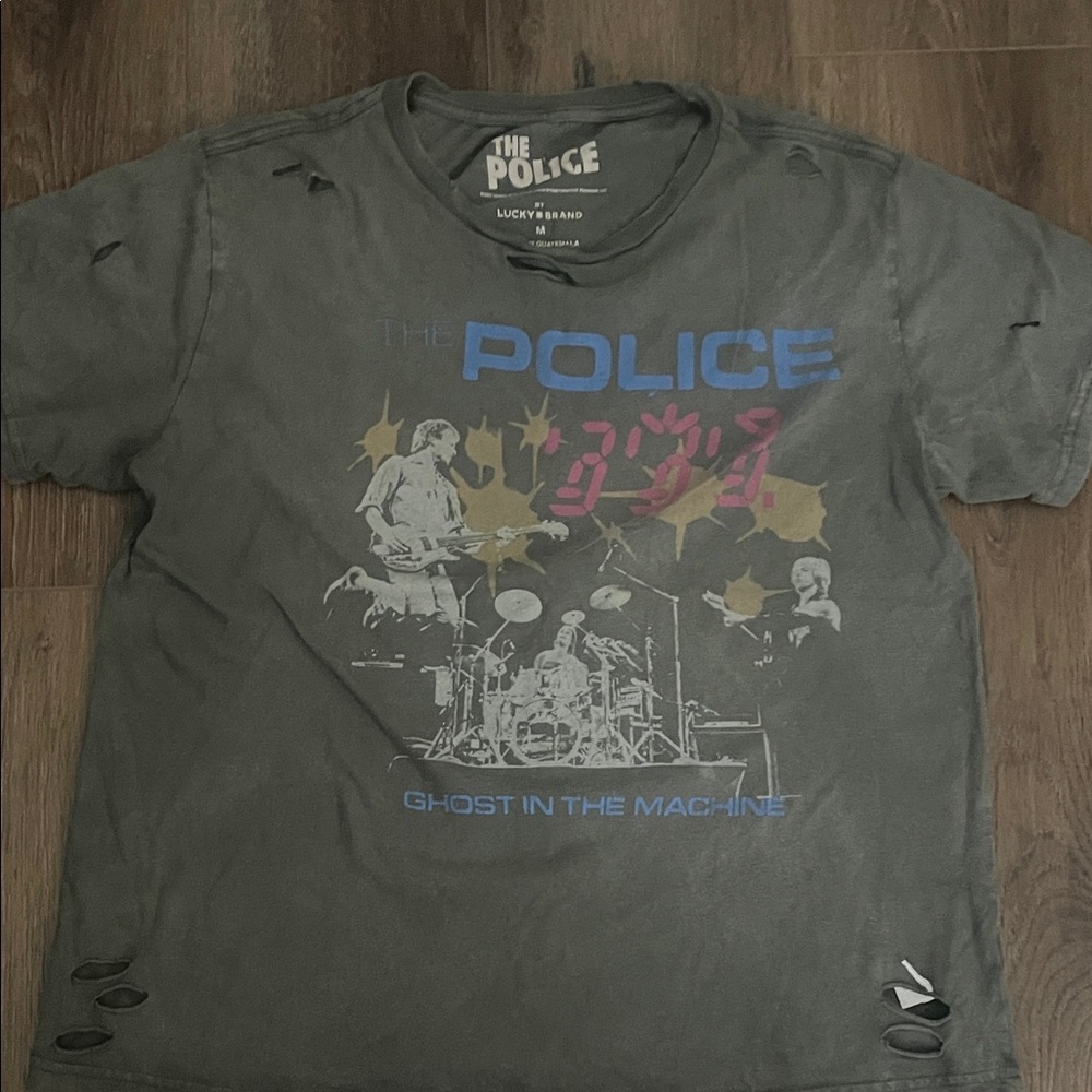 Lucky Brand The Police Graphic Tee in Gray/Green